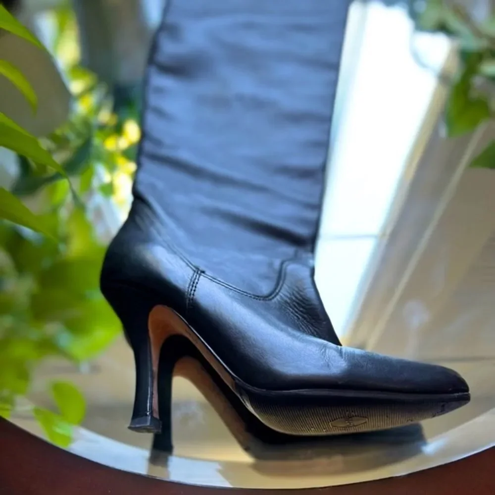 Dolce Vita High Rise Knee Heeled Boot Black Genuine Leather Over The Knee Size‌